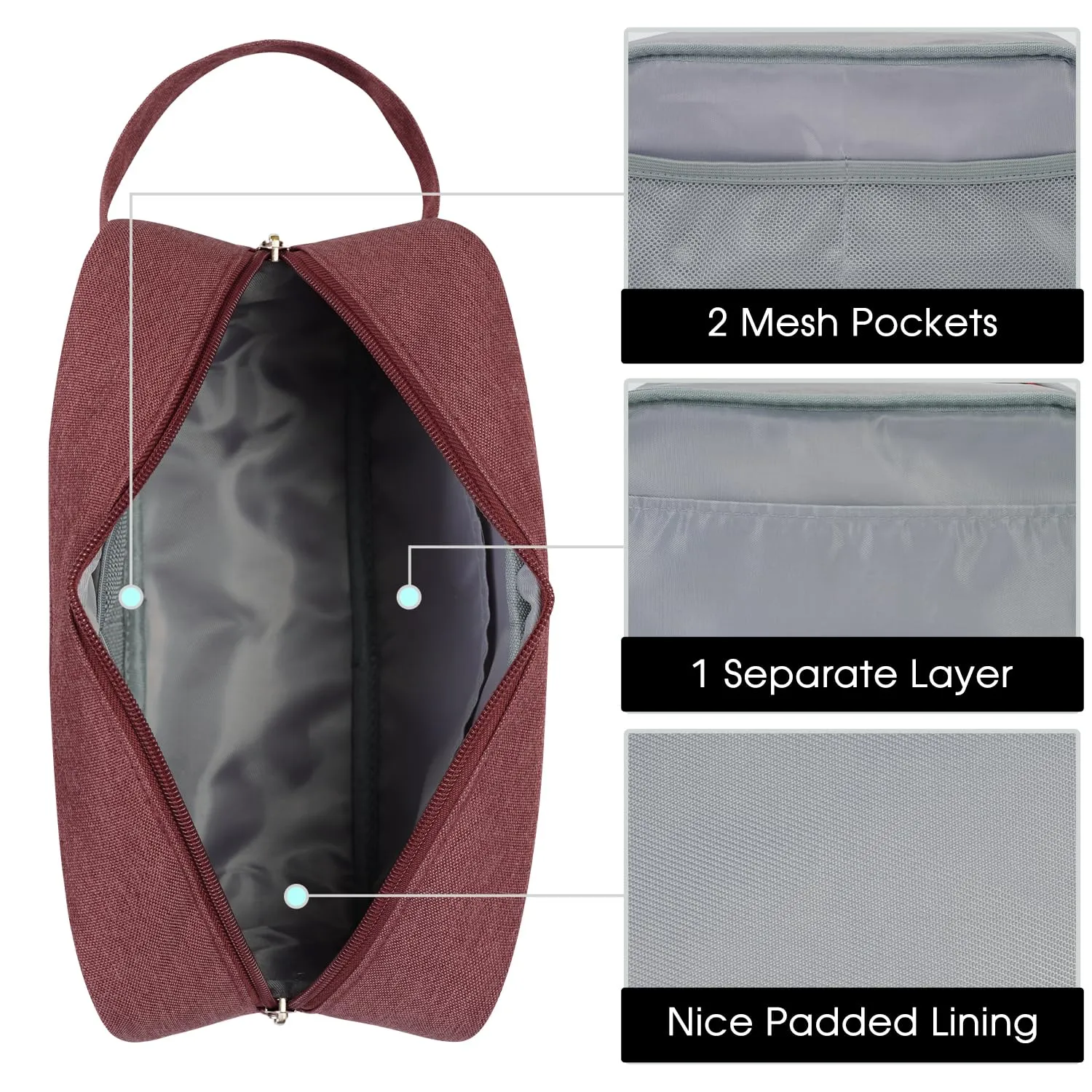 Narwey Travel Toiletry Bag for Women Traveling Dopp Kit Travel Bag for Toiletries Cosmetic Bag Makeup Bag Medicine Bag for Traveling (Jujube Red)