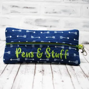 Navy Arrows Personalized Quilted Pouch