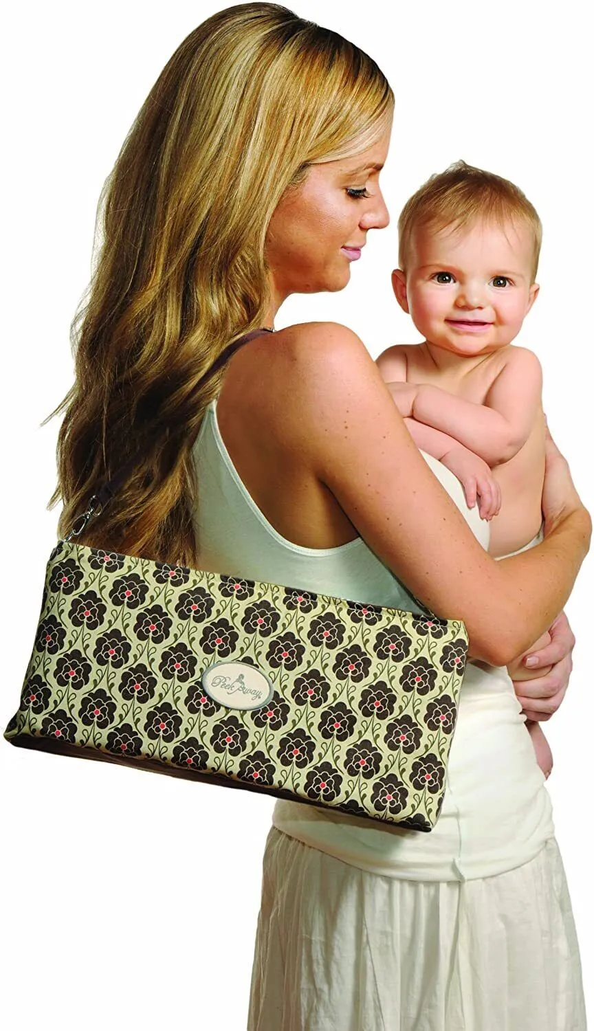 New Peek Away: 4-in-1 Essentials Nursing Kit (Brown) Award winning travelling nursing pillow/diaper clutch and diaper changing station with nursing cover!