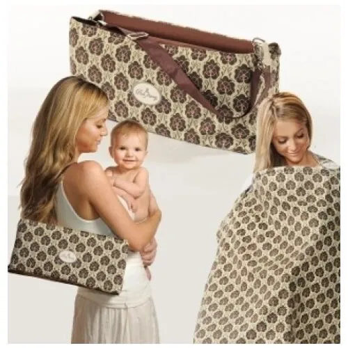 New Peek Away: 4-in-1 Essentials Nursing Kit (Brown) Award winning travelling nursing pillow/diaper clutch and diaper changing station with nursing cover!
