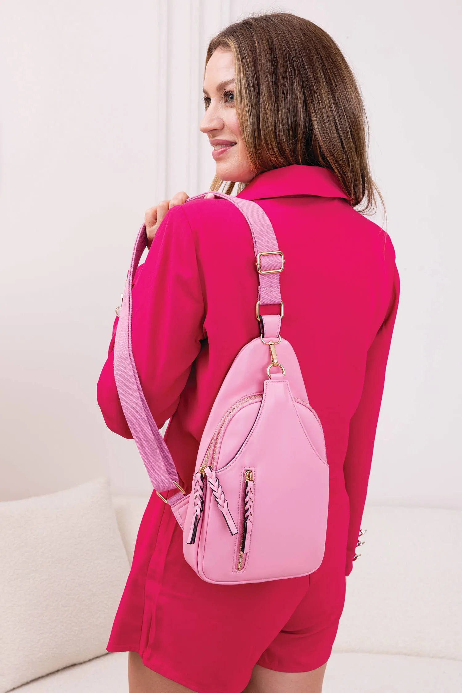 Nikki Dual Compartment Sling Pack Bag: Glacial Blue
