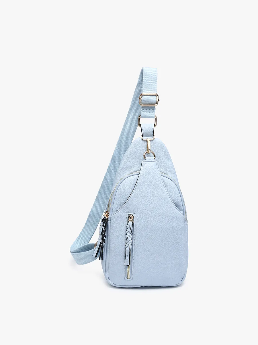 Nikki Dual Compartment Sling Pack Bag: Glacial Blue