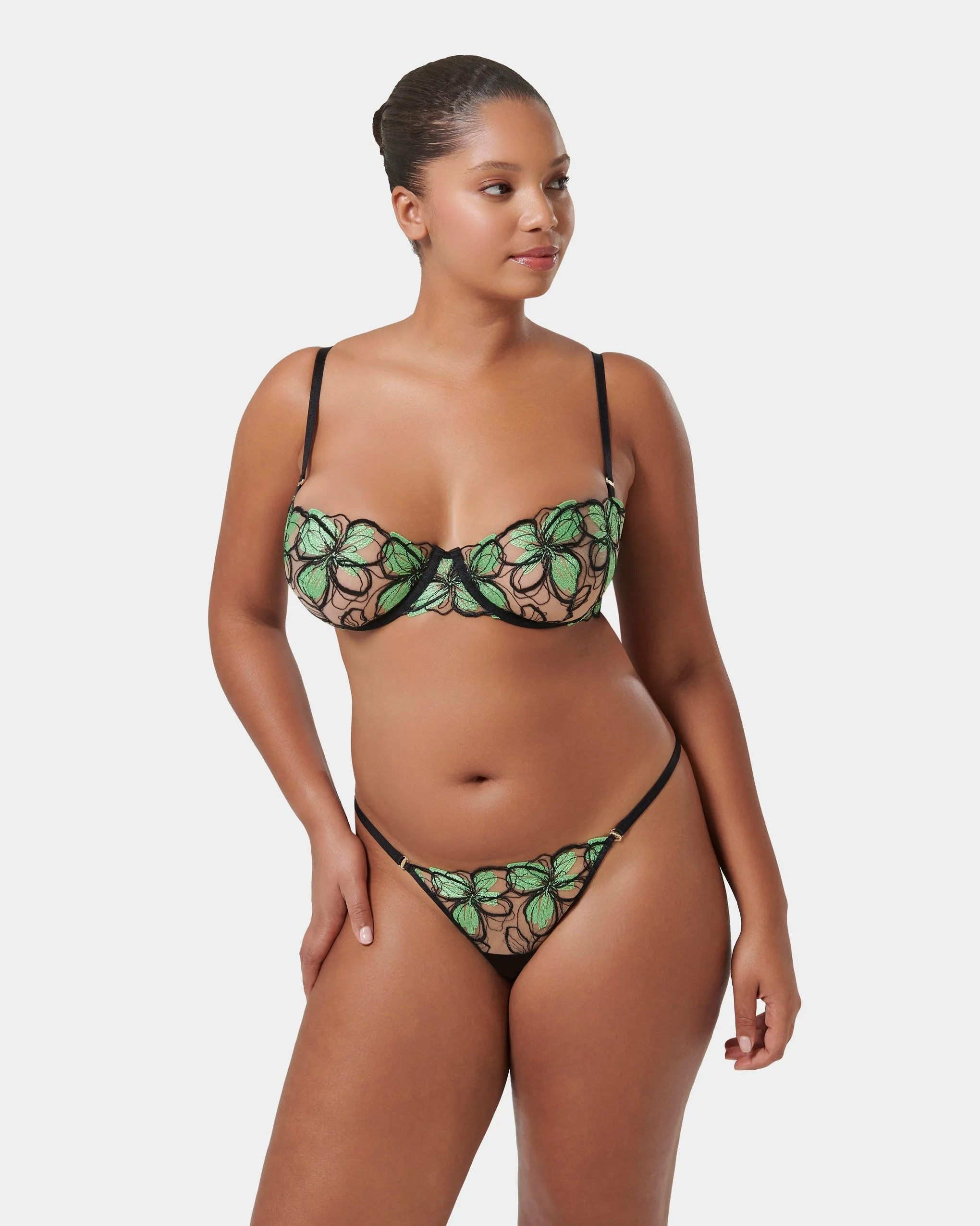 Odette Wired Bra Black/Summer Green