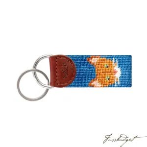 Orange Tabby Cat Needlepoint Key Fob