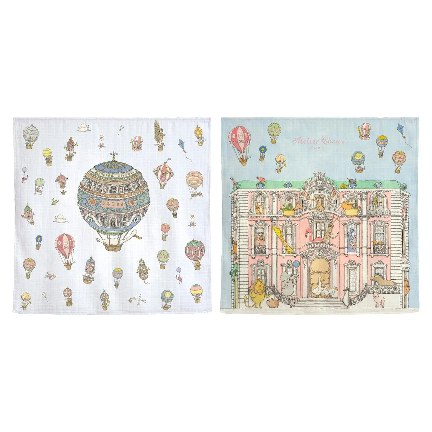 Organic Mini Swaddles Gift Set - Hot Air Balloons Monceau Mansion