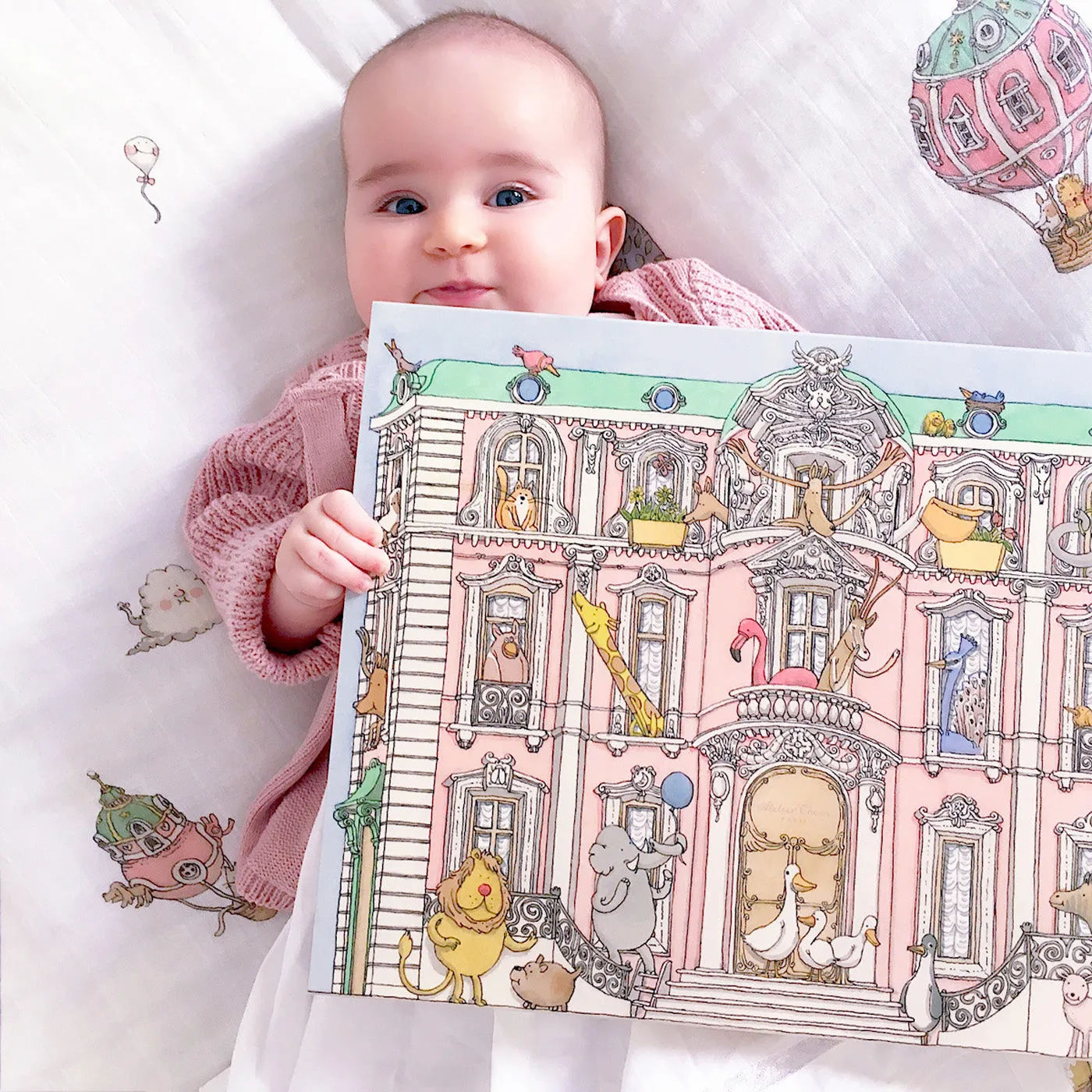 Organic Mini Swaddles Gift Set - Hot Air Balloons Monceau Mansion