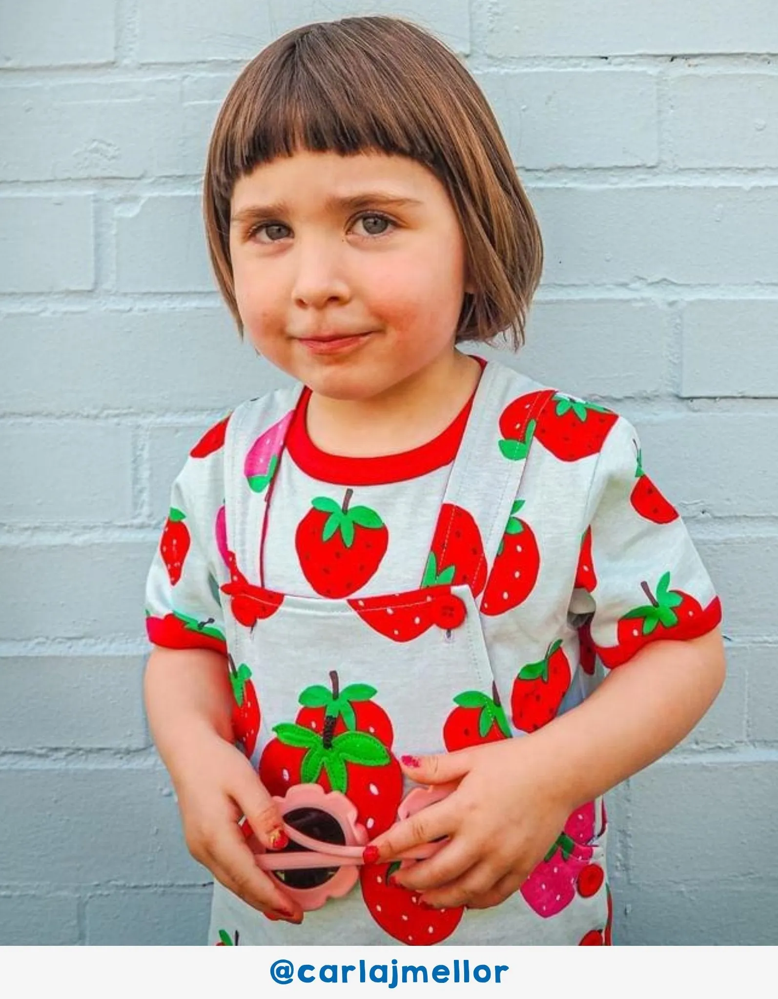 Organic Strawberry Print Dungarees