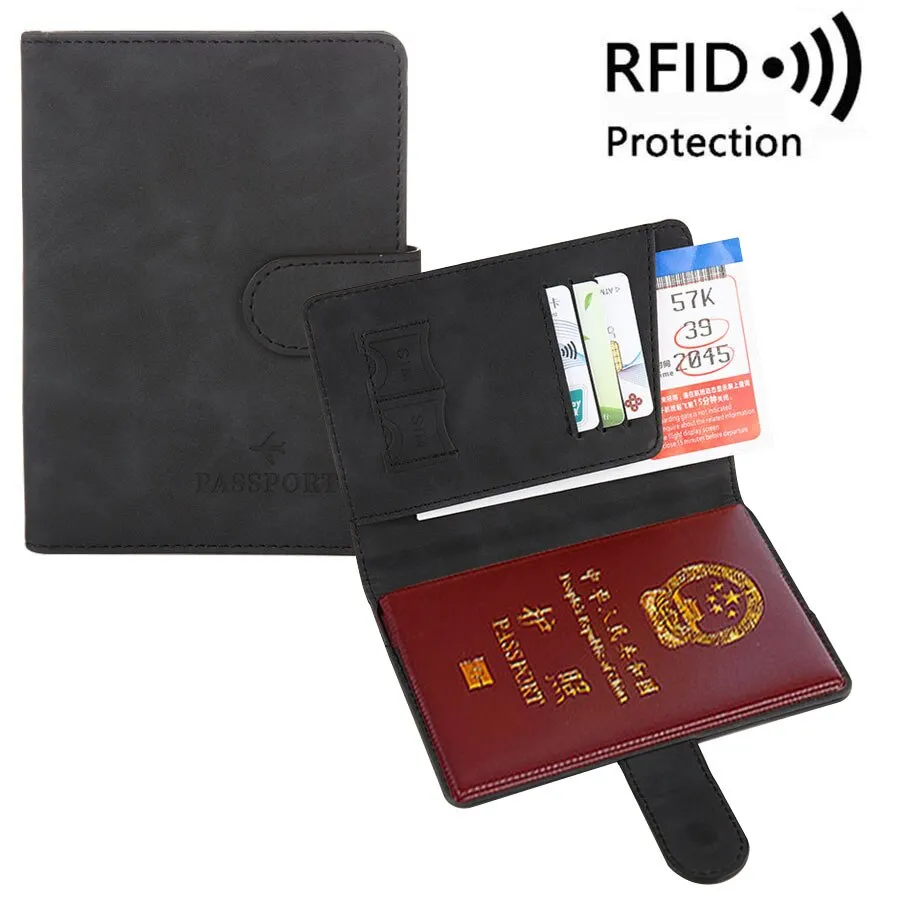Passport Cover PU Leather Man Women Travel Passport Holder with Credit Card Holder Case Wallet Protector Cover Case