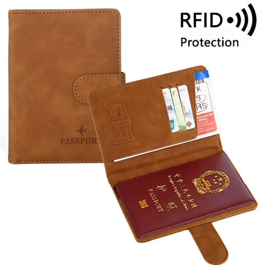Passport Cover PU Leather Man Women Travel Passport Holder with Credit Card Holder Case Wallet Protector Cover Case