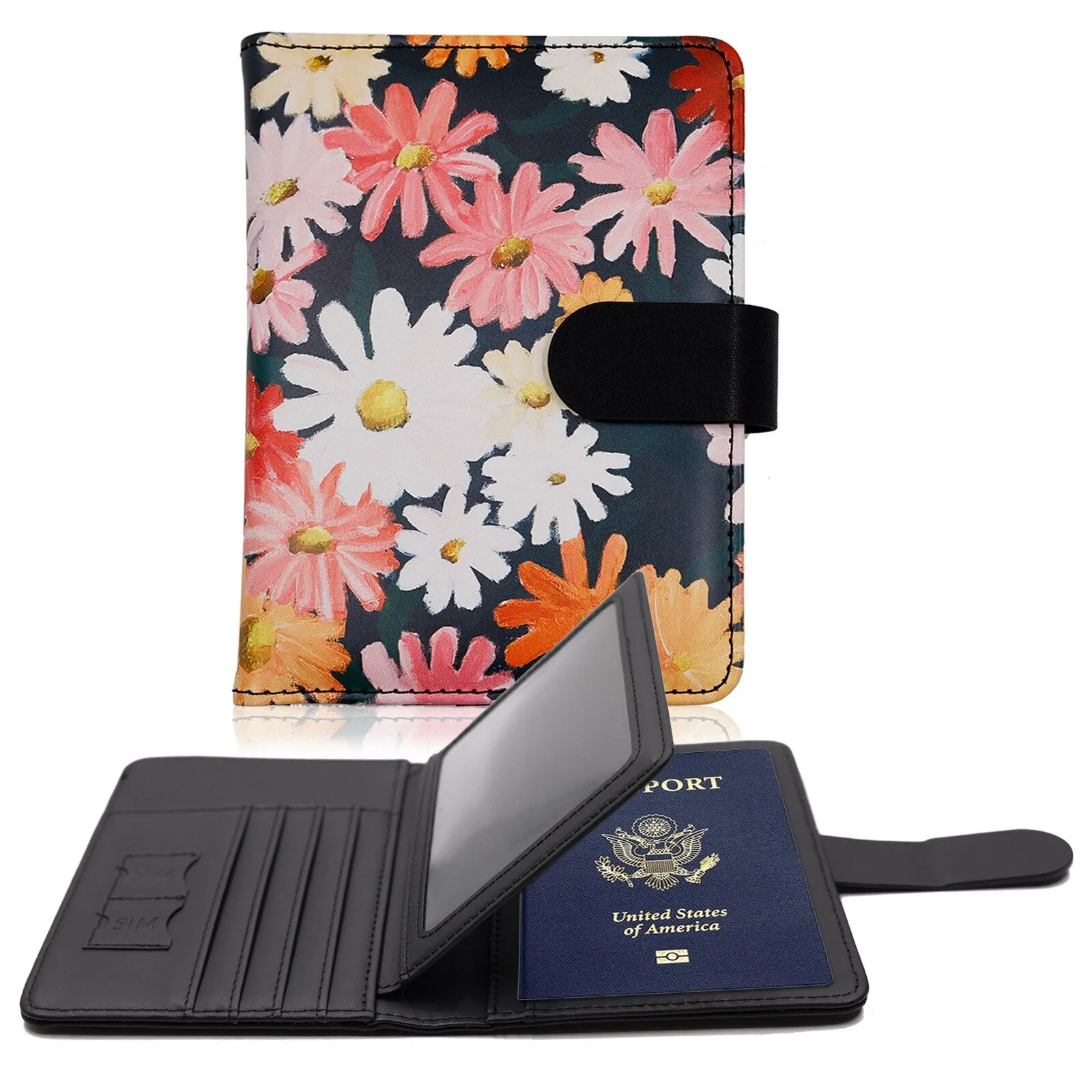 Passport Cover PU Leather Man Women Travel Passport Holder with Credit Card Holder Case Wallet Protector Cover Case