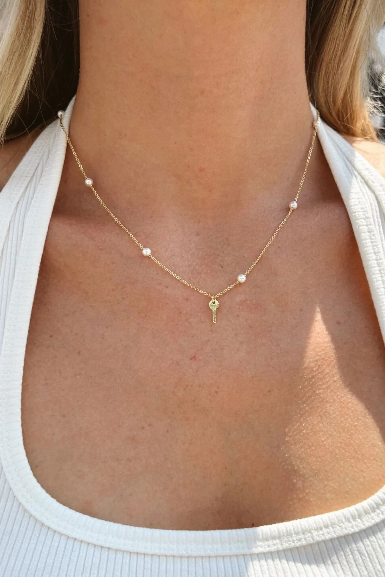 Peaceful Pearl Mini Key Necklace