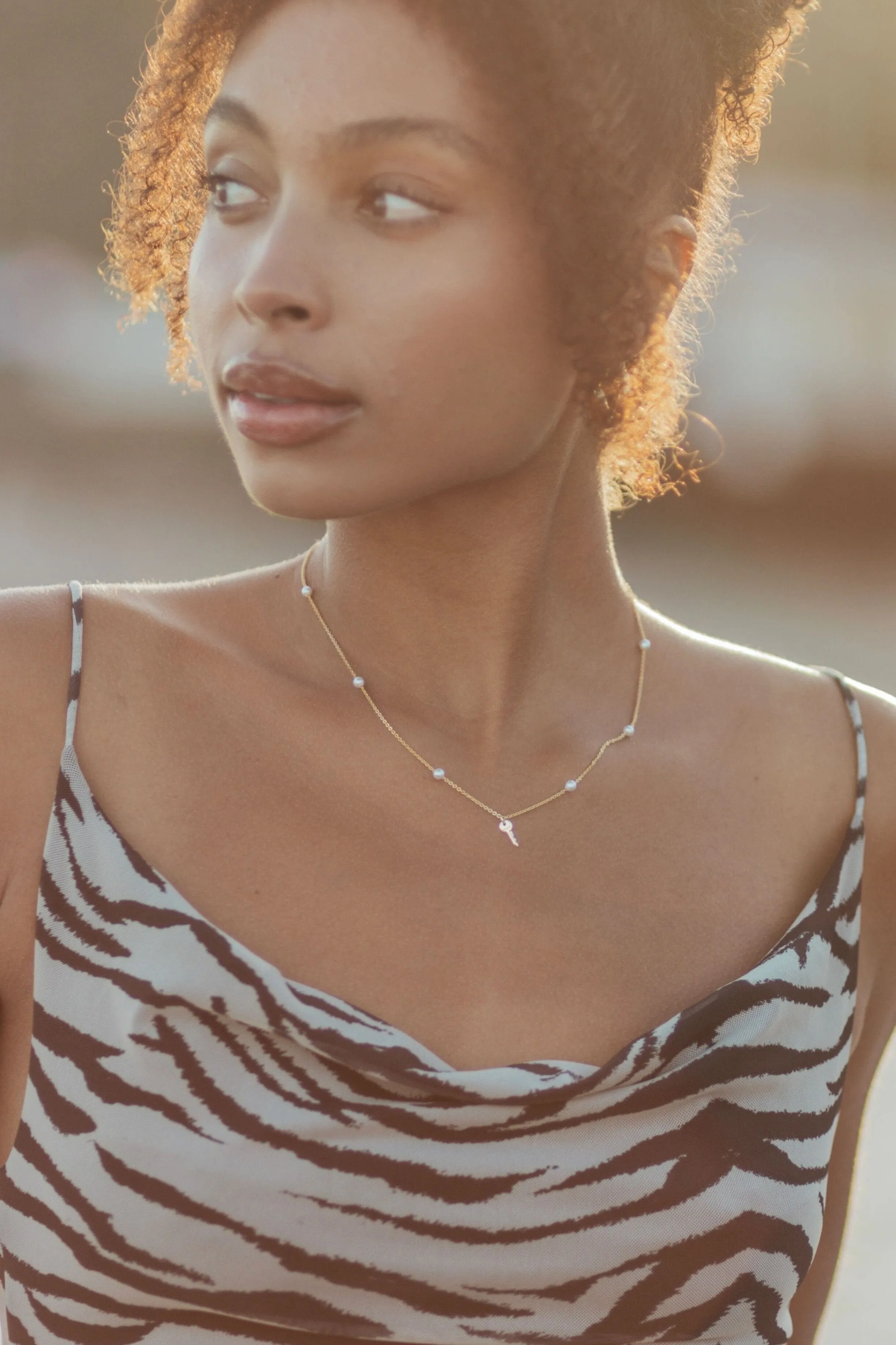 Peaceful Pearl Mini Key Necklace