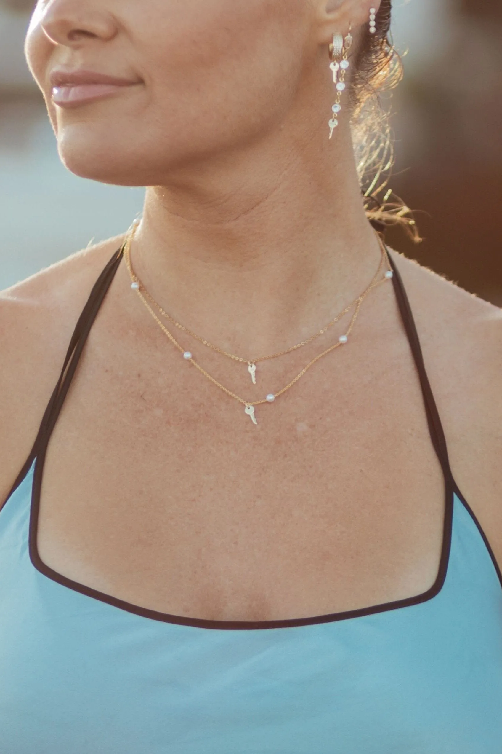 Peaceful Pearl Mini Key Necklace