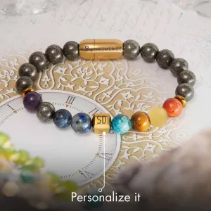 Personalised Money Magnet Pyrite 9 Chakra Natural Stone Bracelet With Magsnap2
