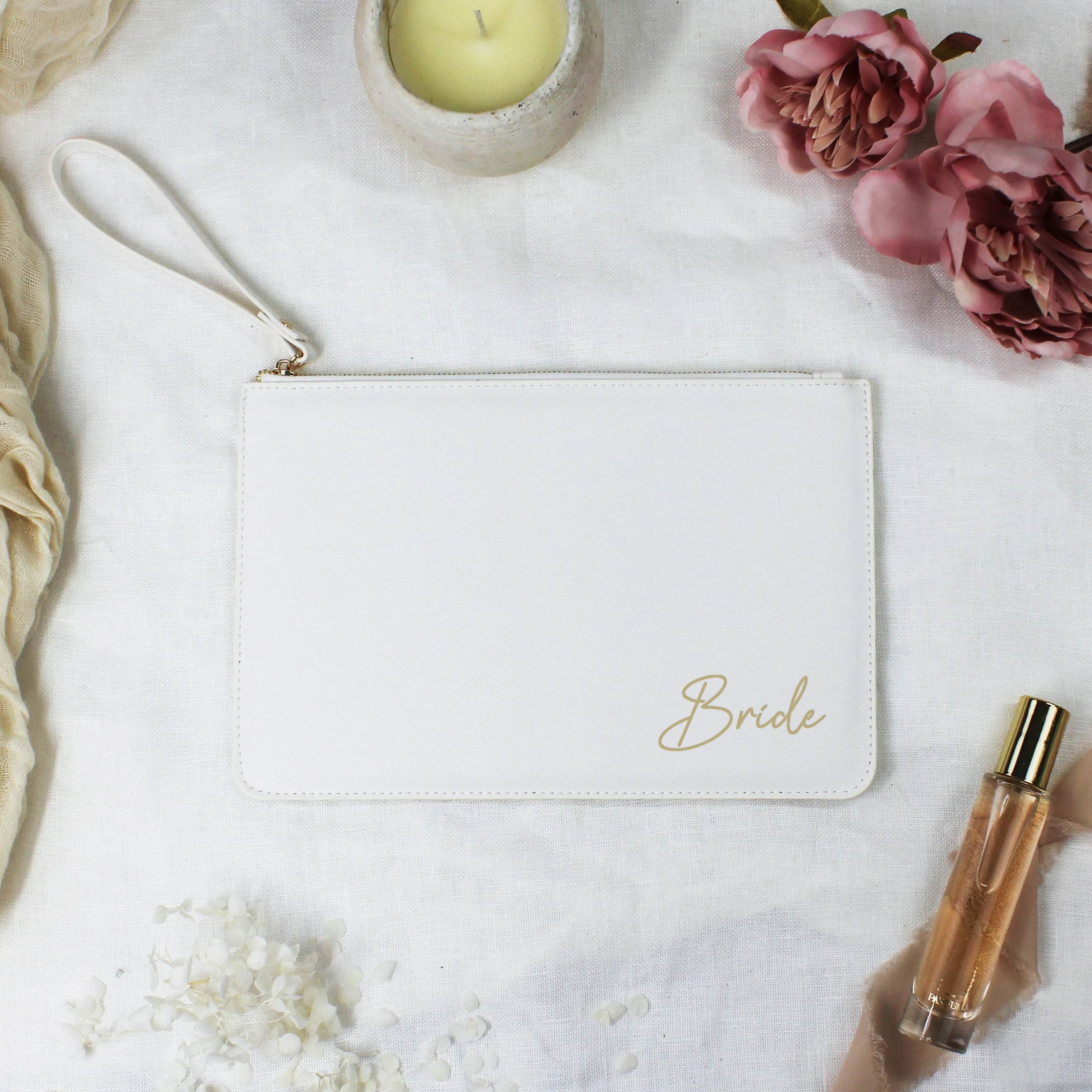 Personalised PU Leather Clutch Bag with Wristlet