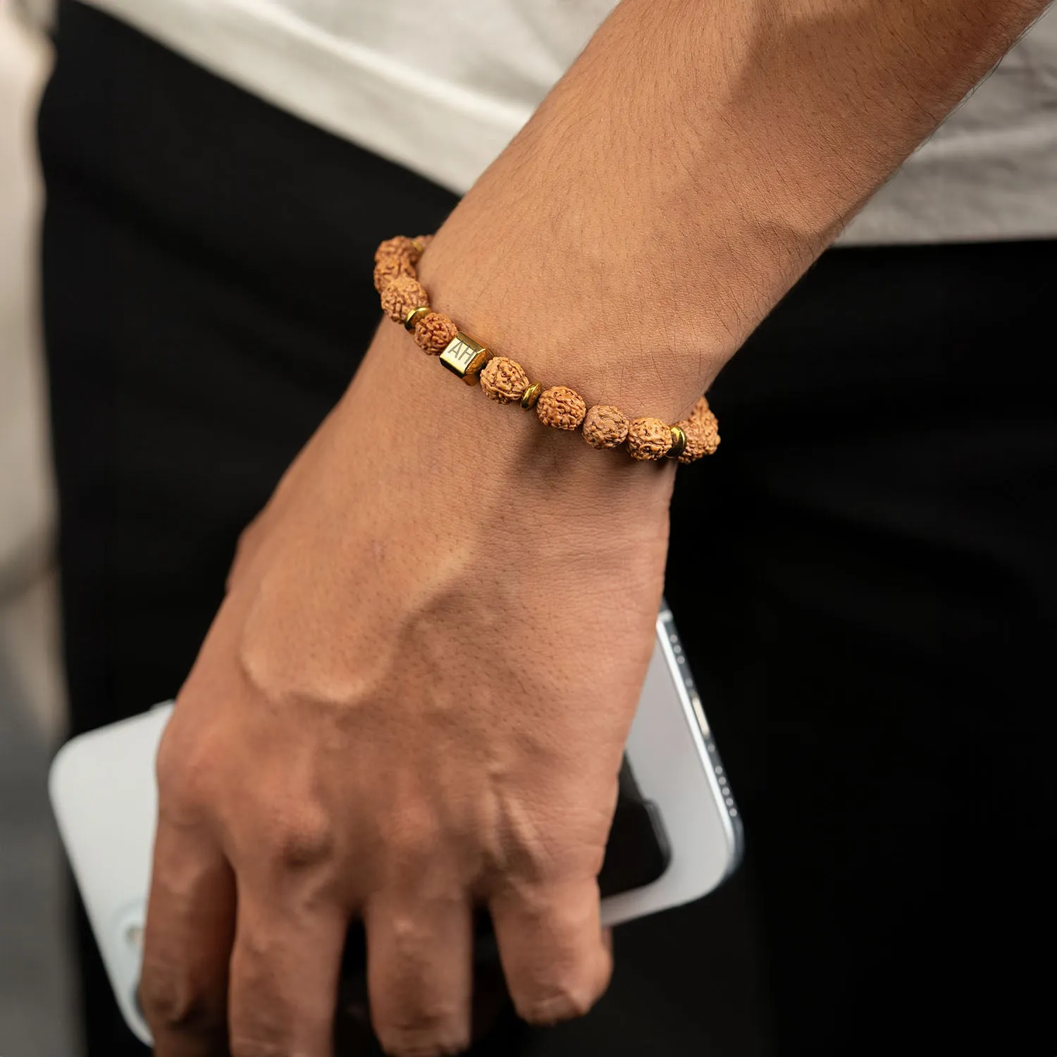 Personalised Spiritual Rudraksh Natural Stone Bracelet with Magsnap 2
