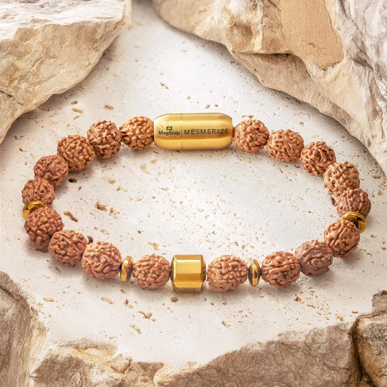 Personalised Spiritual Rudraksh Natural Stone Bracelet with Magsnap 2