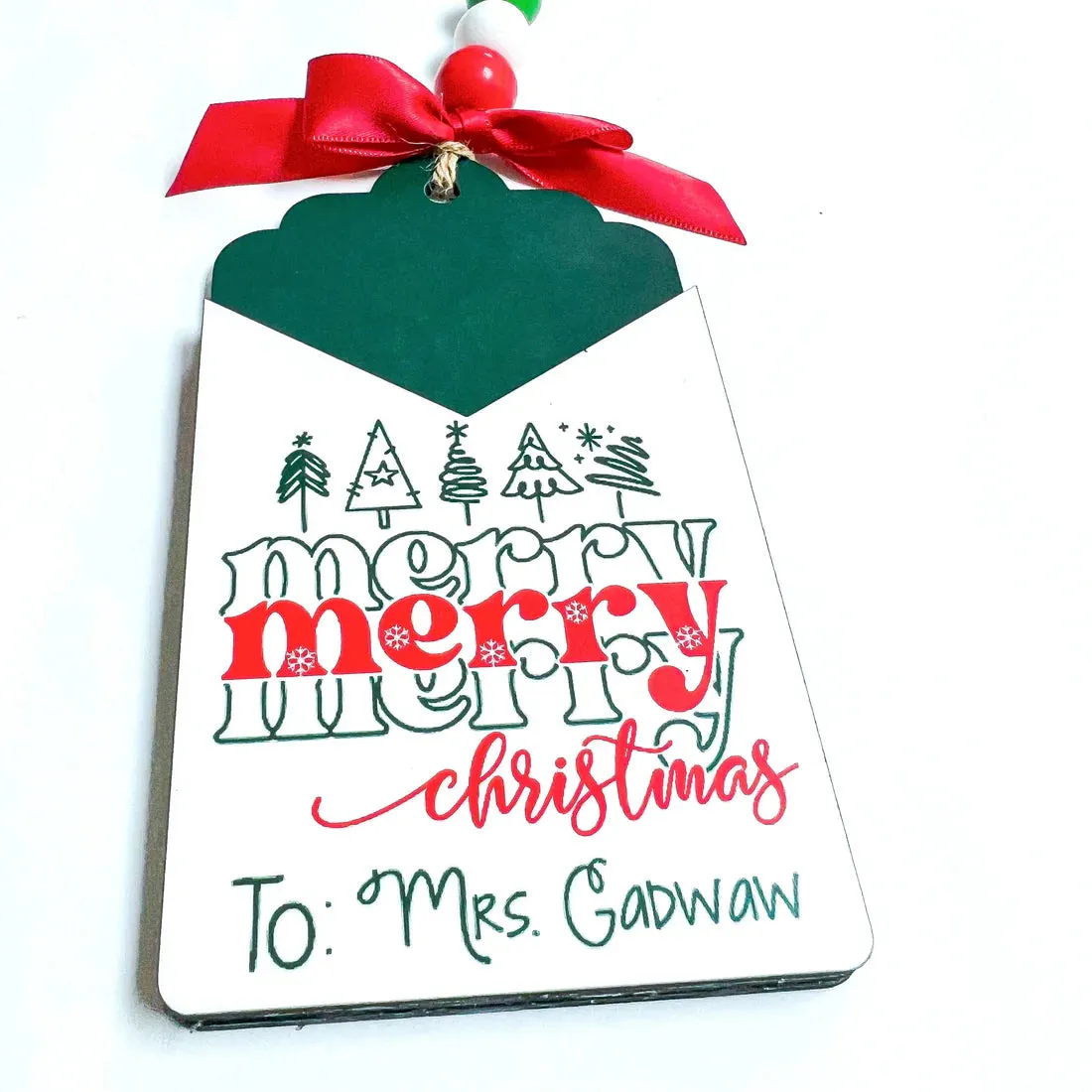 Personalized Gift Card Holder Ornament - Merry Merry