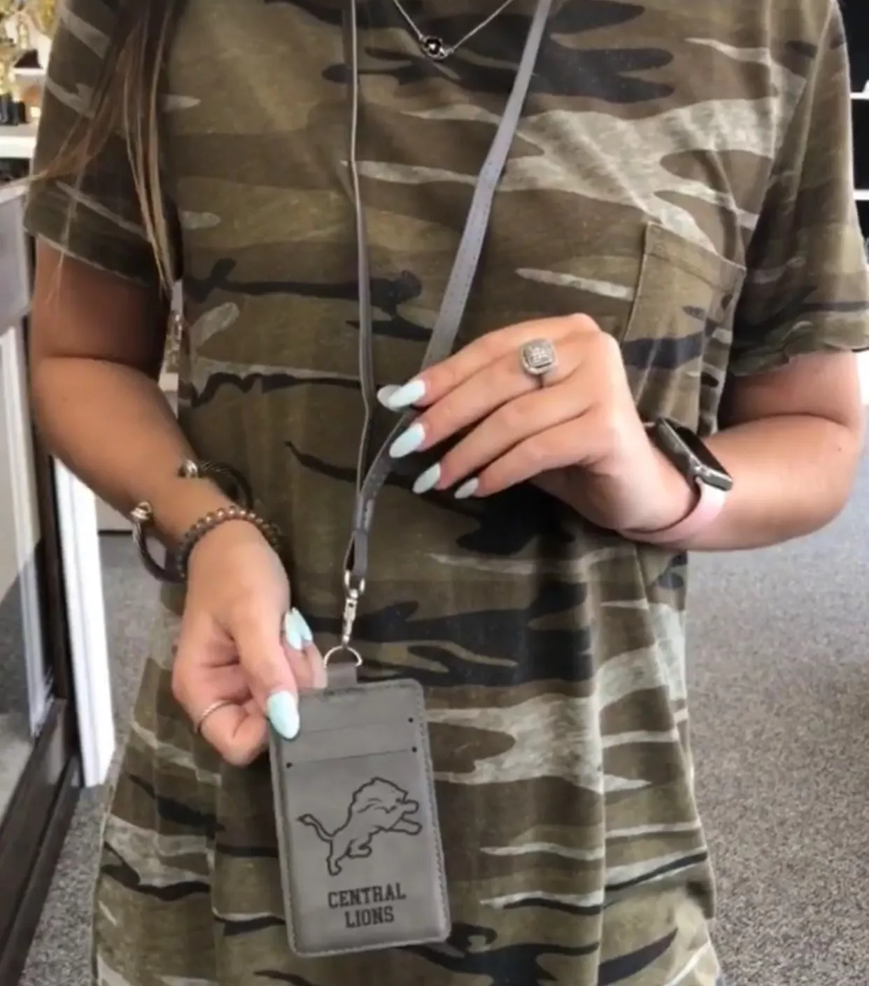 Personalized Gray Lanyard ID Holder