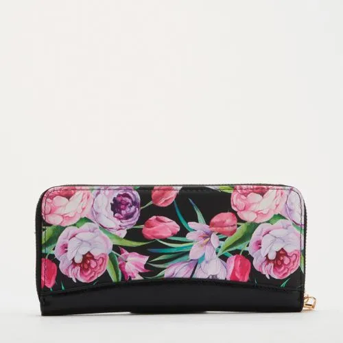 Pierre Cardin Aaliyah Floral Ziparound Purse Black