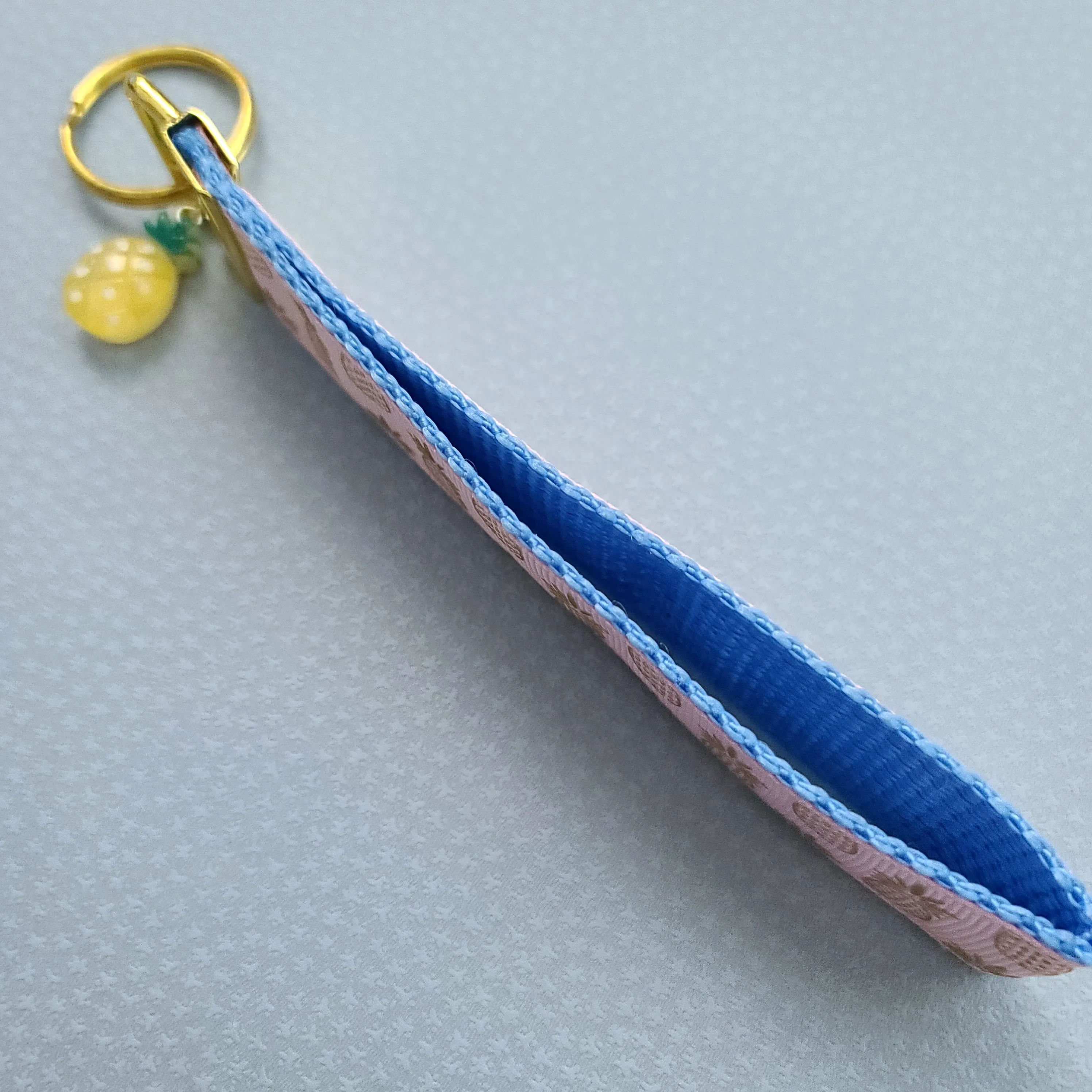 Pineapple Rose Gold Key Chain Fob - Foil printed Golden Pineapples with Adorable Pineapple Charm