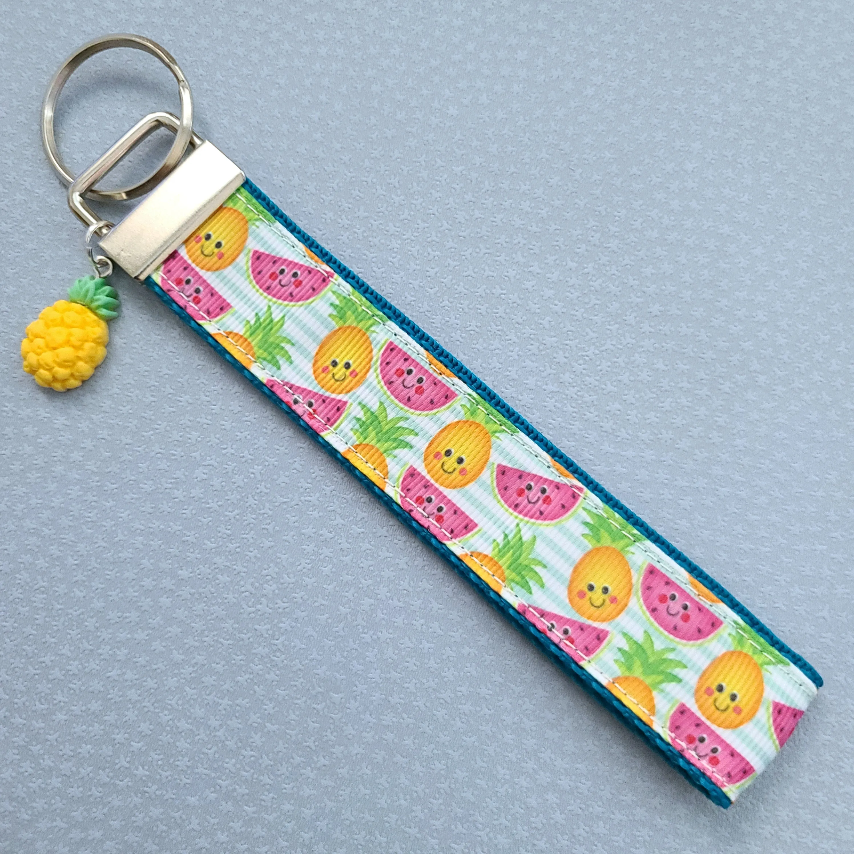 Pineapples and Watermelons Key Fob Wristlet with Pineapple Charm