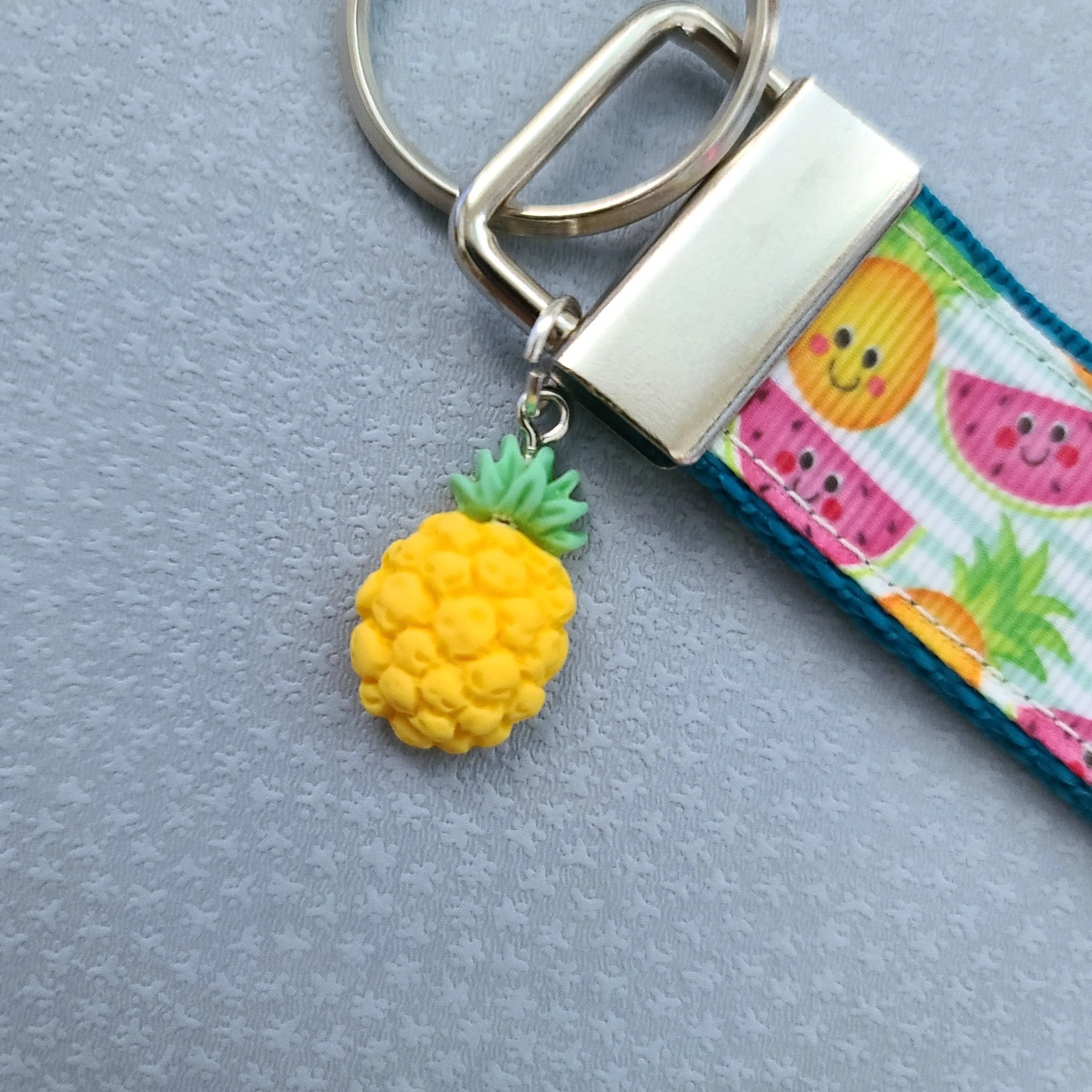 Pineapples and Watermelons Key Fob Wristlet with Pineapple Charm
