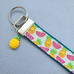Pineapples and Watermelons Key Fob Wristlet with Pineapple Charm