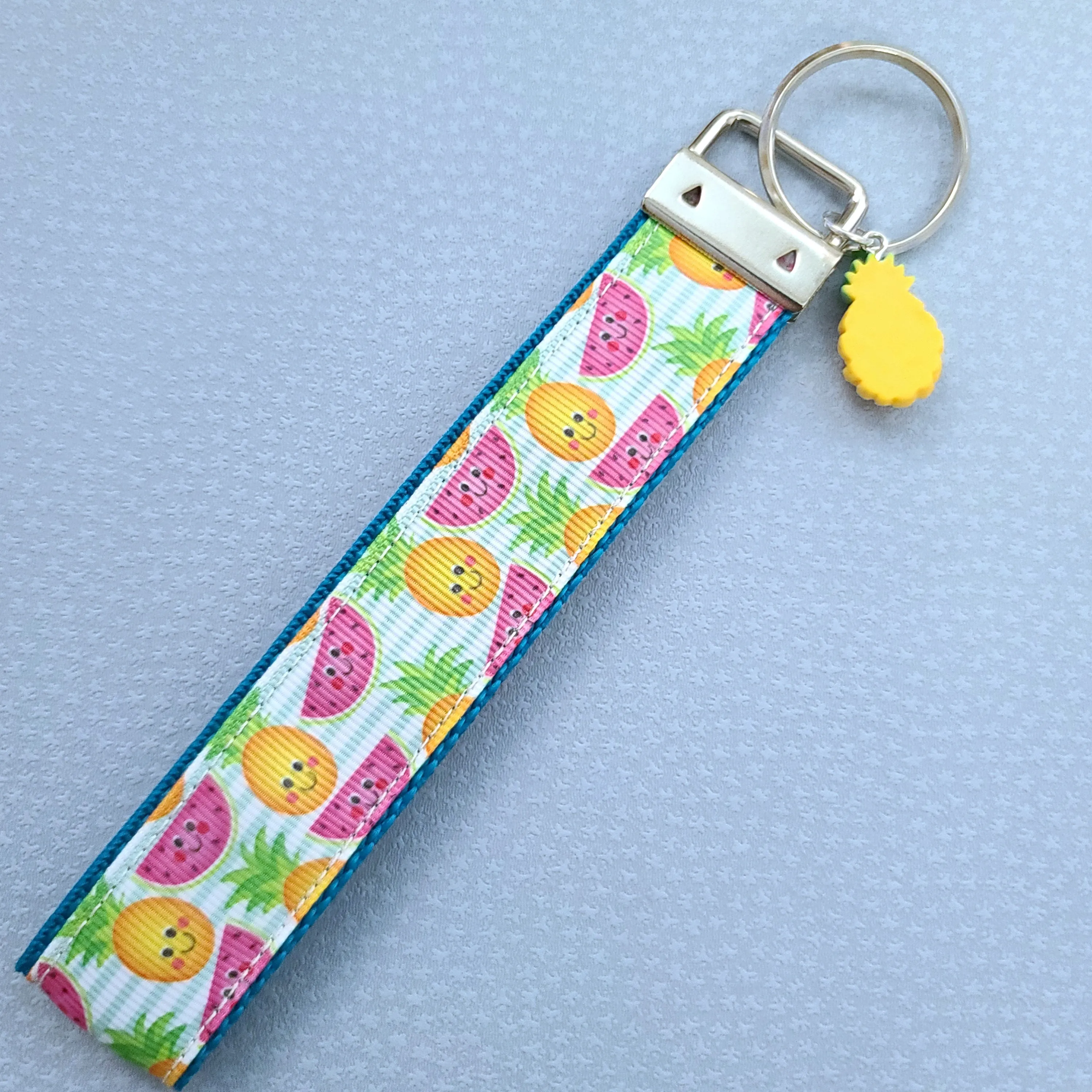 Pineapples and Watermelons Key Fob Wristlet with Pineapple Charm