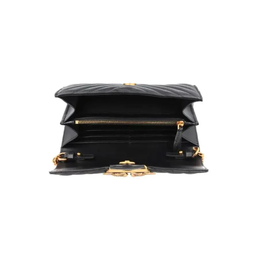 Pinko Women's Leather Wallet with Shoulder Strap Black