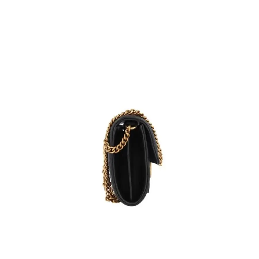 Pinko Women's Leather Wallet with Shoulder Strap Black