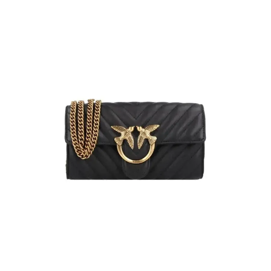 Pinko Women's Leather Wallet with Shoulder Strap Black