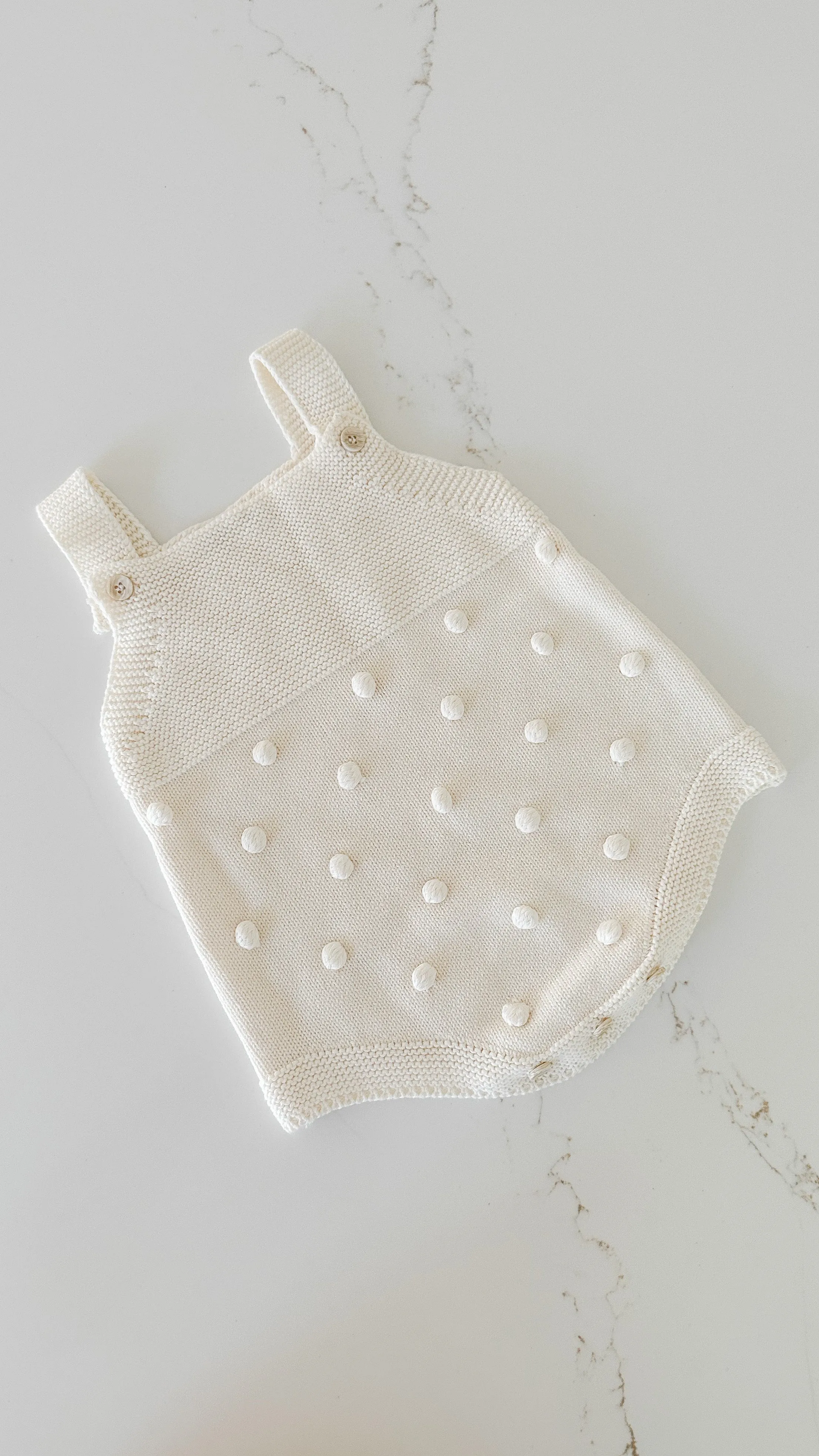 Pom Pom Knit Romper - Pure White