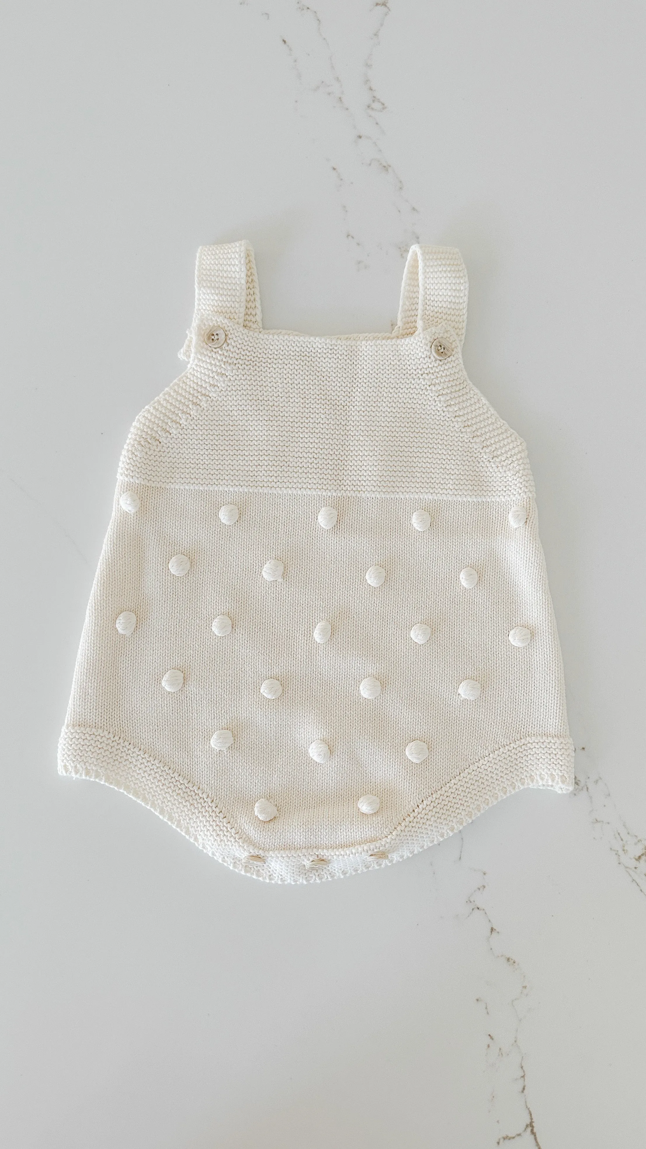 Pom Pom Knit Romper - Pure White