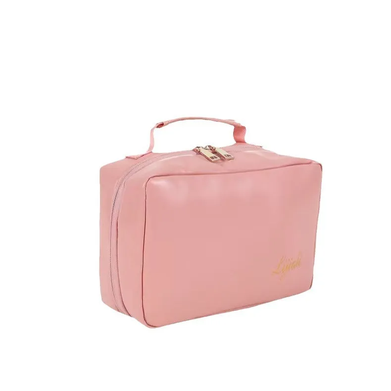 Portable Large Capacity Leather Pillow Wash Cosmetic Bags