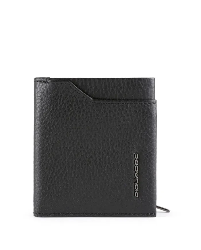 Portafogli Piccolo Piquadro in Pelle con Porta Monete Modus Special Nero