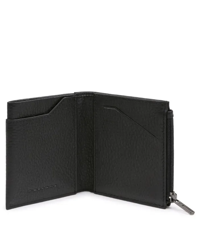 Portafogli Piccolo Piquadro in Pelle con Porta Monete Modus Special Nero