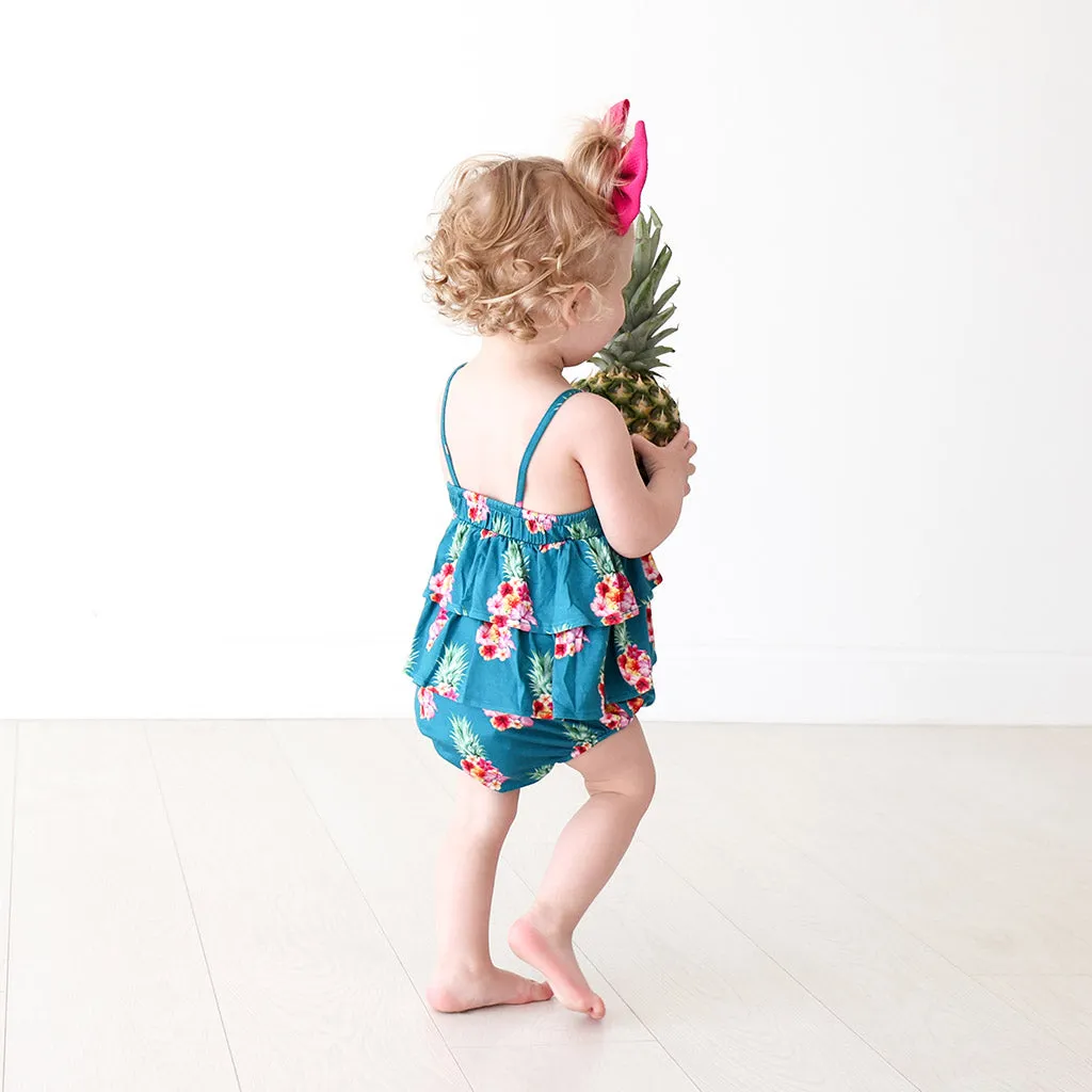 Posh Peanut Ananans Ruffled Spaghetti Strap Bubble Romper