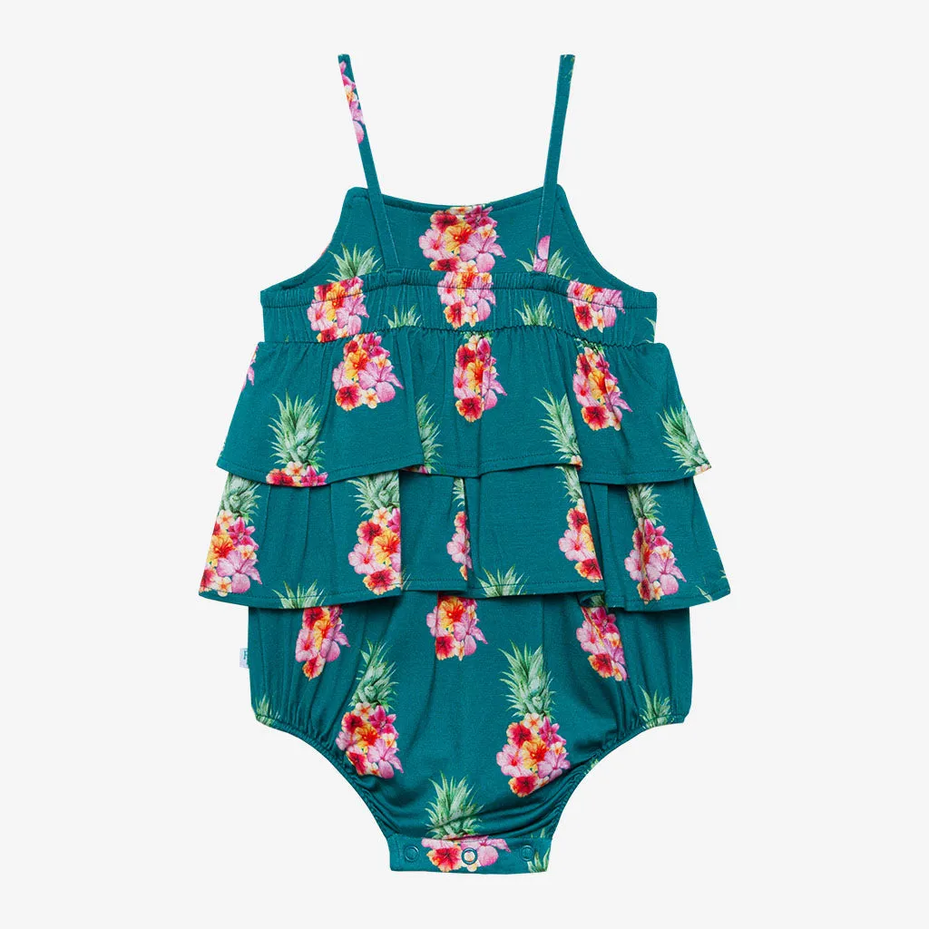 Posh Peanut Ananans Ruffled Spaghetti Strap Bubble Romper