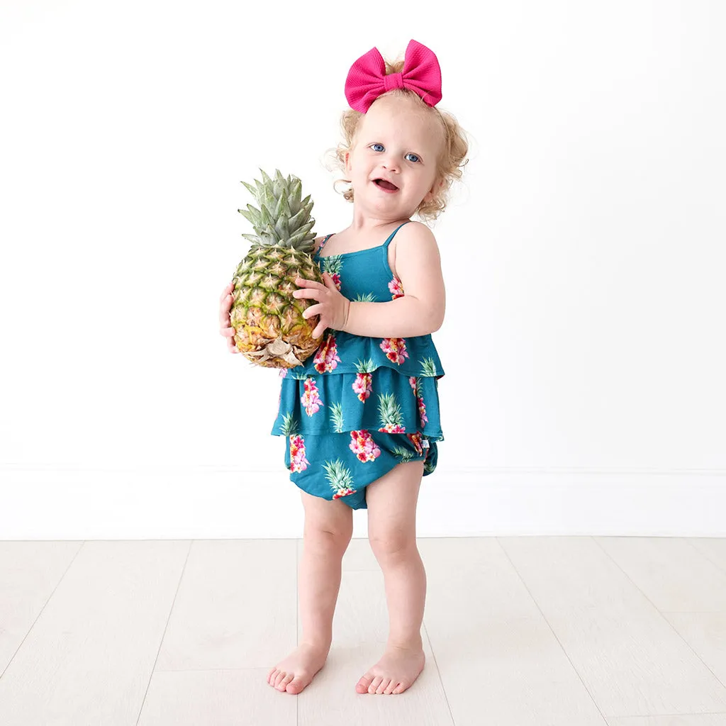 Posh Peanut Ananans Ruffled Spaghetti Strap Bubble Romper