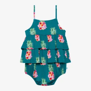 Posh Peanut Ananans Ruffled Spaghetti Strap Bubble Romper
