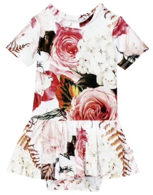 Posh Peanut Black Rose S/S Twirl Skirt Bodysuit