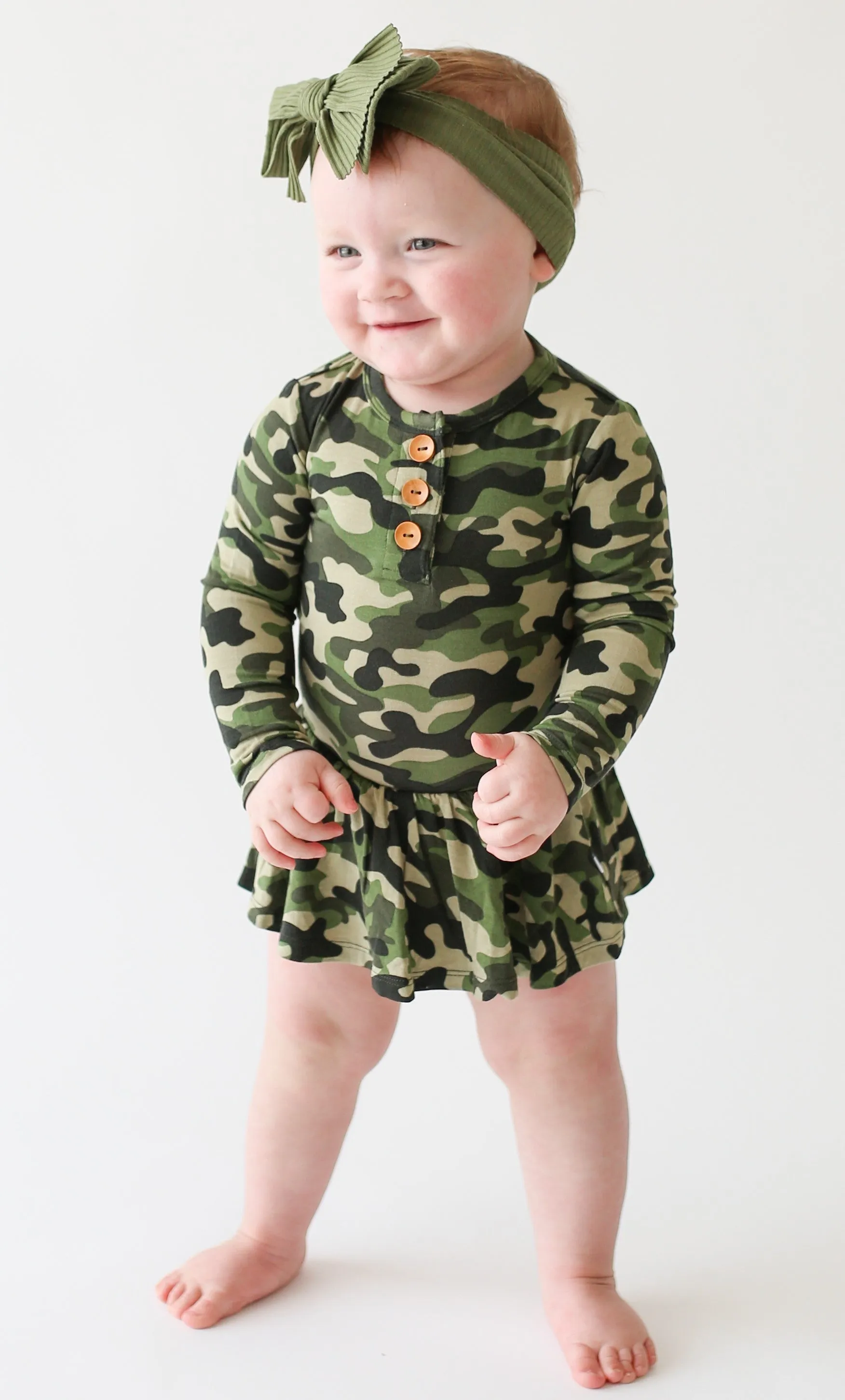Posh Peanut Cadet L/S Henley with Twirl Skirt Bodysuit