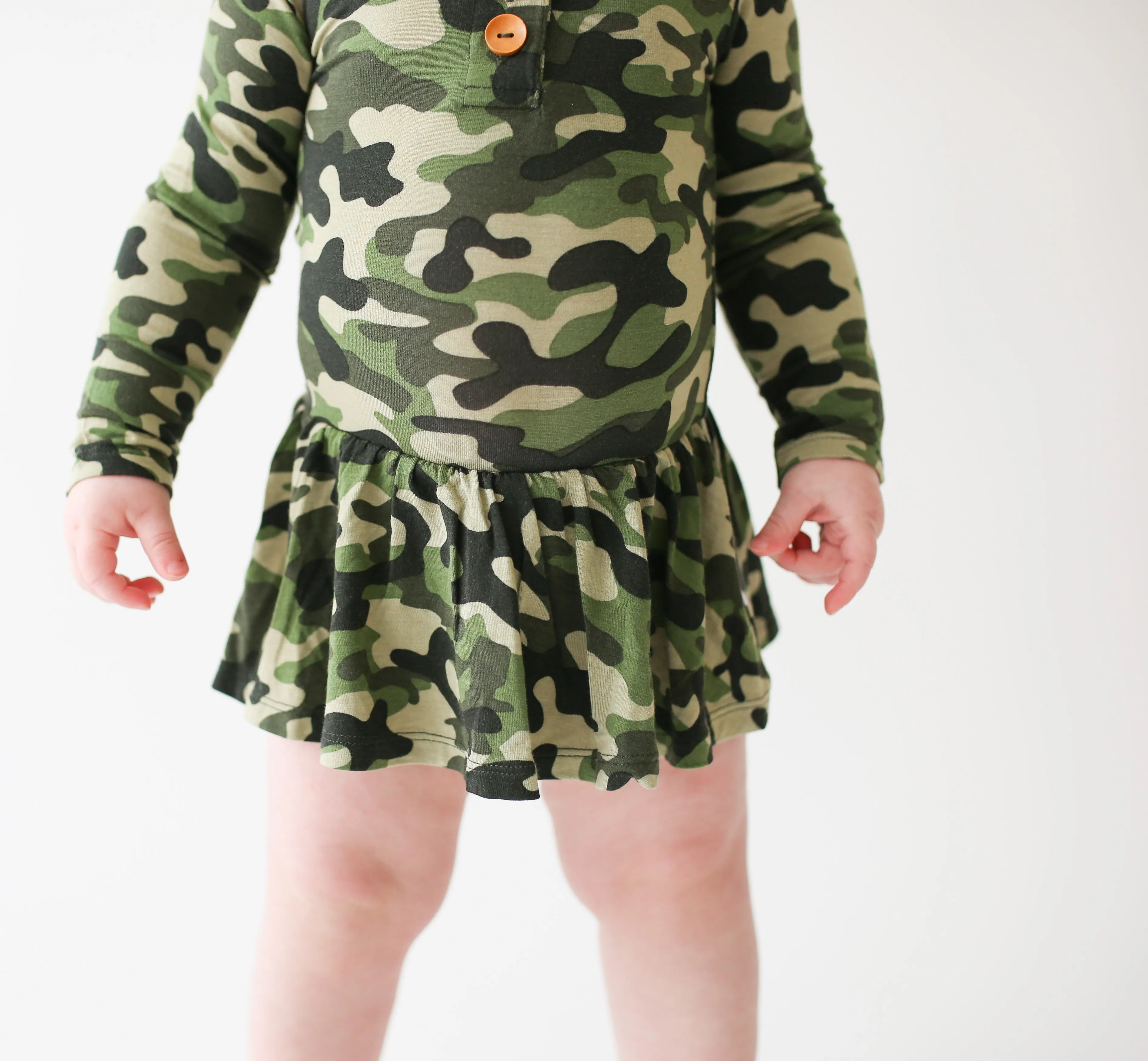 Posh Peanut Cadet L/S Henley with Twirl Skirt Bodysuit