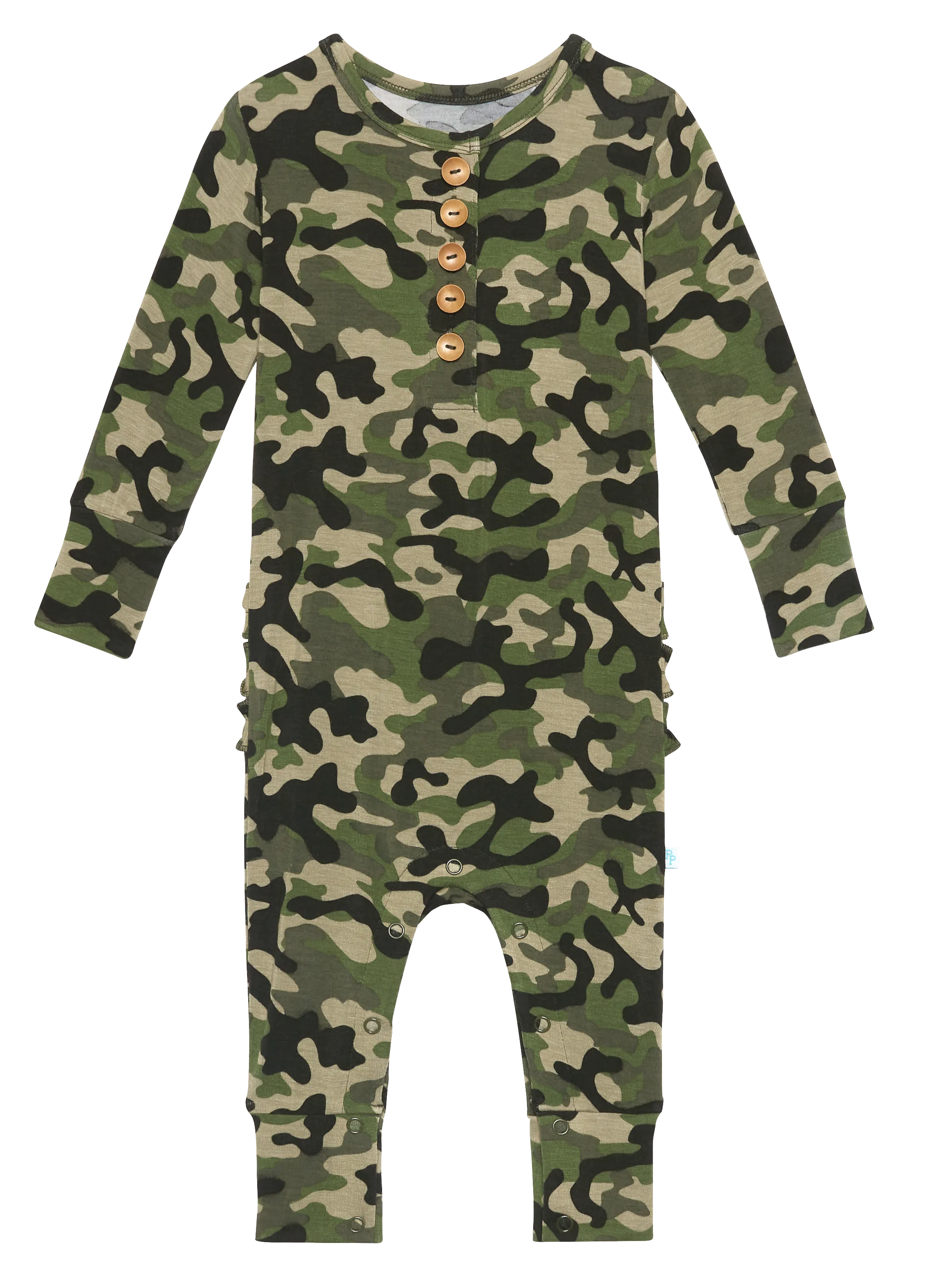 Posh Peanut Cadet L/S Ruffled Henley Romper