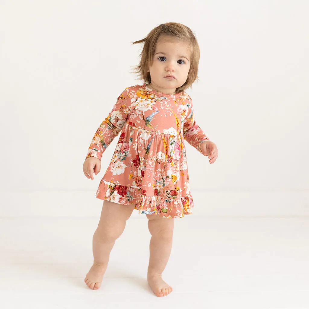Posh Peanut Celia L/S Ruffled Bodysuit Dress