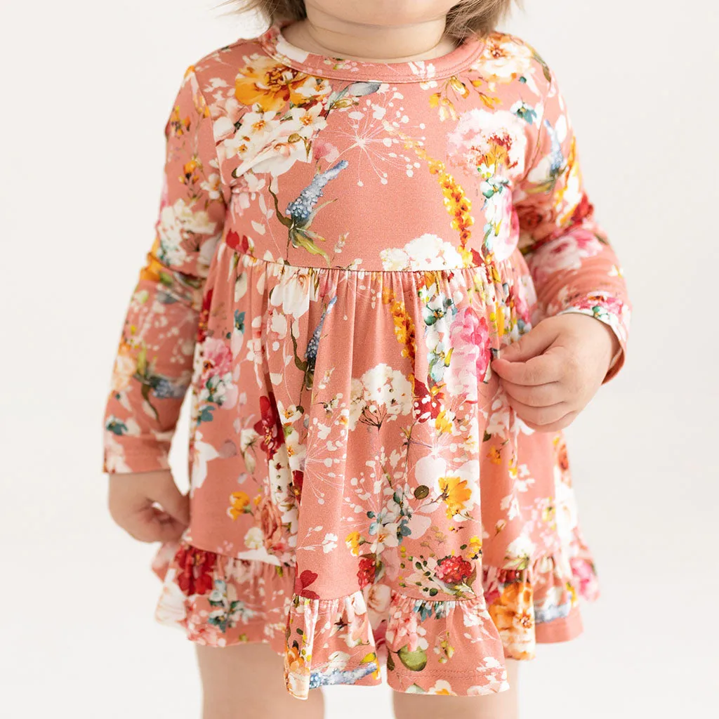 Posh Peanut Celia L/S Ruffled Bodysuit Dress