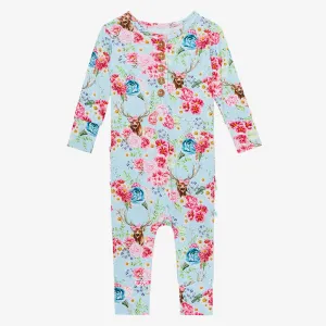Posh Peanut Fawn L/S Ruffled Henley Romper