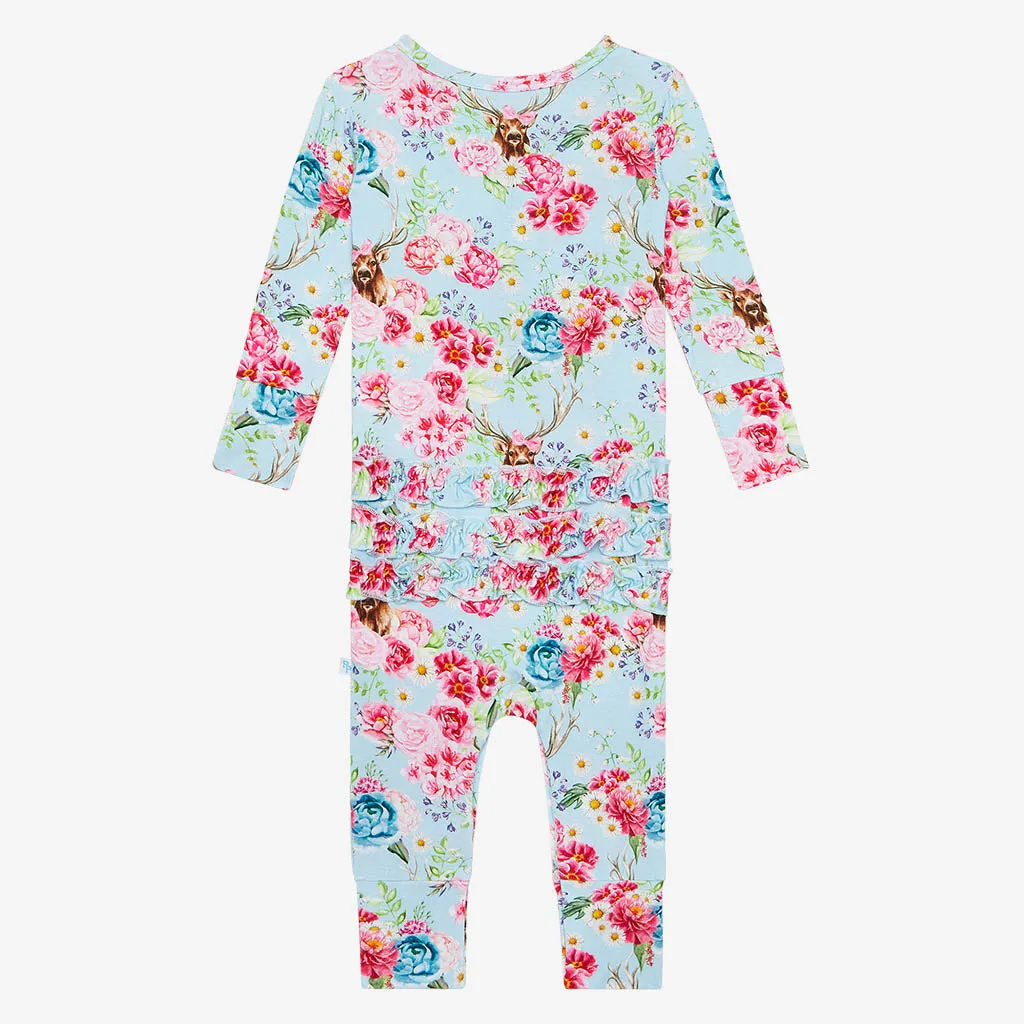 Posh Peanut Fawn L/S Ruffled Henley Romper
