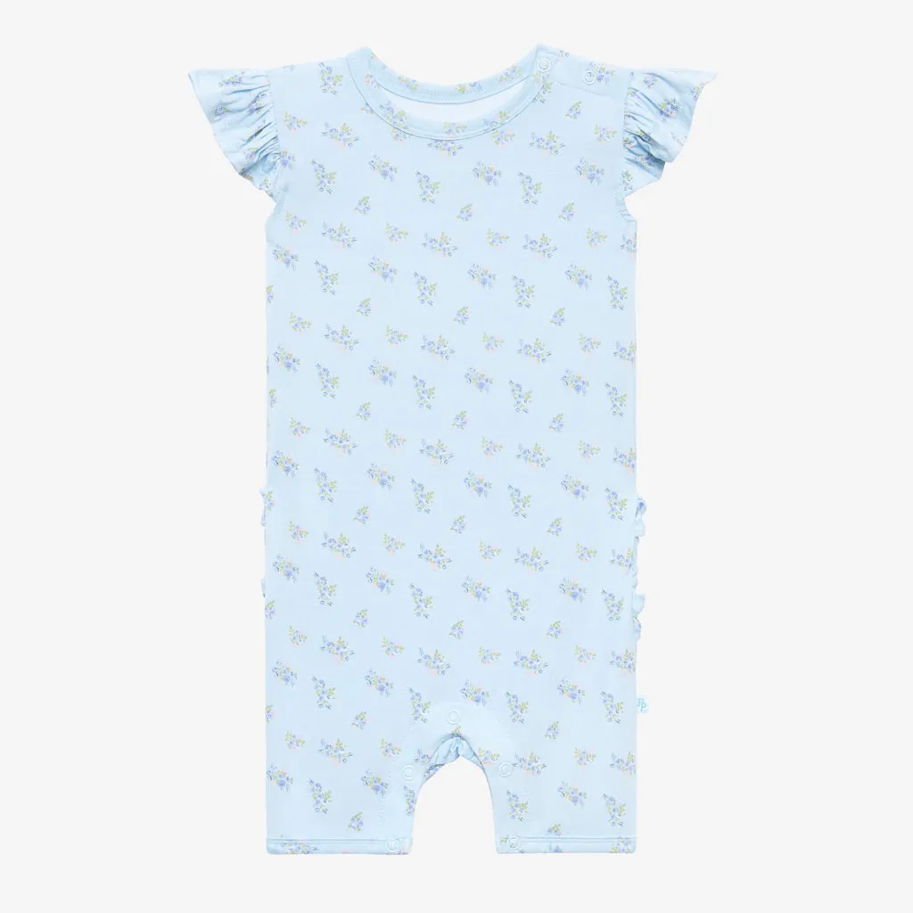 Posh Peanut Grace Ruffled Capsleeve Short Length Romper